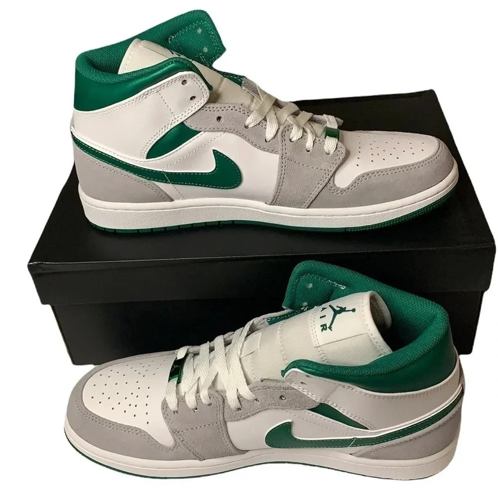 Jordan 1 Mid Sneakers Pine Green, White